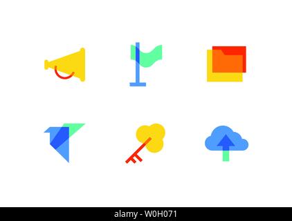Technologie und Management - flaches Design style Icons einstellen Stock Vektor