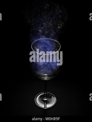 Die ganze Cosmo in einem Glas Wein. Stockfoto