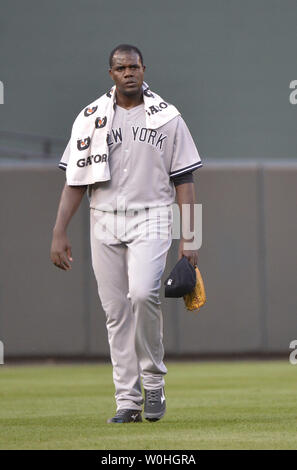 New York Yankees Krug Michael Pineda (35) nimmt das Feld vor der Yankees Spiel gegen die Baltimore Orioles an Orioles Park at Camden Yards am 13. August in Baltimore, Maryland, 2014. UPI/Kevin Dietsch Stockfoto