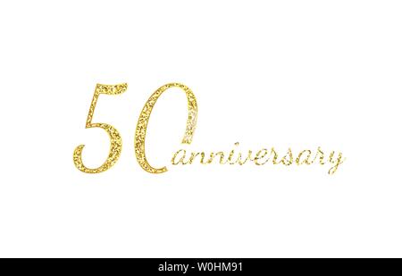 50. Jahrestag logo Konzept. 50 Jahre geburtstag Symbol. Isolierte goldenen Zahlen auf schwarzem Hintergrund. Vector Illustration. EPS 10. Stock Vektor