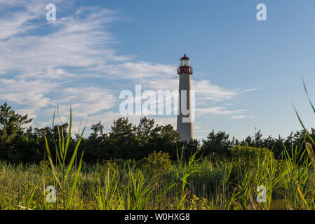 Cape May Leuchtturm in Cape May, New Jersey bei Sonnenuntergang Stockfoto