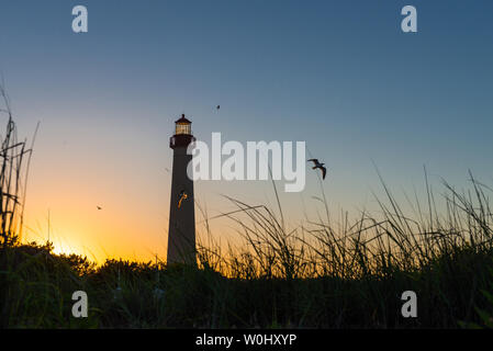 Cape May Leuchtturm in Cape May, New Jersey bei Sonnenuntergang Stockfoto