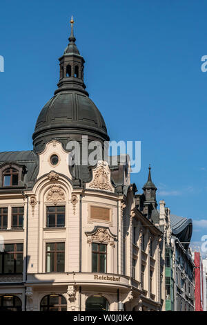 Reichshof Gebäude, das ehemalige Lagerhaus von Architekt Bohm, Leipzig, Sachsen Stockfoto