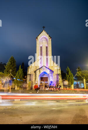 Sapa, Vietnam: 07.September 2017: die Kathedrale Notre Dame oder Rosenkranz Kirche Wahrzeichen von Sapa Stockfoto