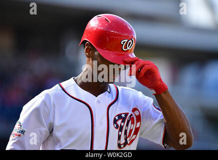 Washington Nationals Michael Taylor Streiks gegen die San Diego Padres im vierten Inning an den Angehörigen Park am 23. Mai 2018 in Washington, D.C. Foto von Kevin Dietsch/UPI Stockfoto