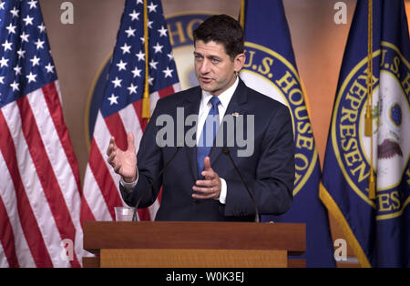 Sprecher des Hauses Paul Ryan, R-WI, spricht über opioid Amerikas Epidemie, auf dem Capitol Hill in Washington, D.C. am 14. Juni 2018. Foto von Kevin Dietsch/UPI Stockfoto