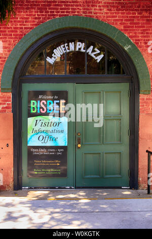 Eingang Eingang Poster zu den Bisbee Fremdenverkehrsamt an der Queen Plaza in Bisbee, AZ Stockfoto