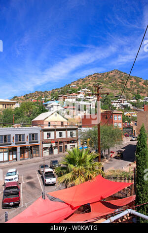 Auf Brauerei Ave in Downtown Historic Bisbee, AZ Stockfoto