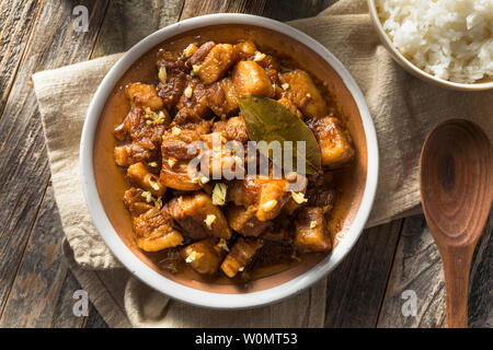 Hausgemachte Filipino Adobo Schweinefleisch mit Reis Stockfoto