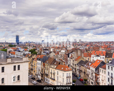 Dachterrasse mit Blick über Brüssel, Belgien. Stockfoto