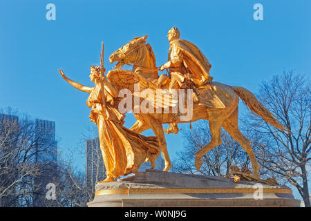 New York Central Park Sherman Memorial Skulptur Stockfoto