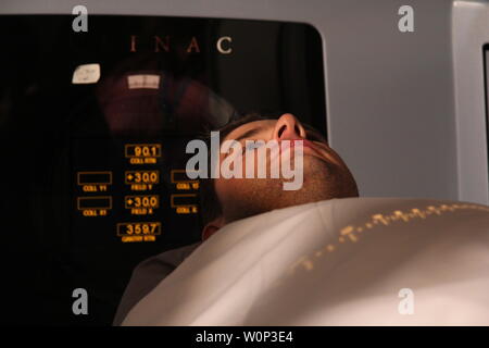 Patienten, für die eine Strahlentherapie Stockfoto