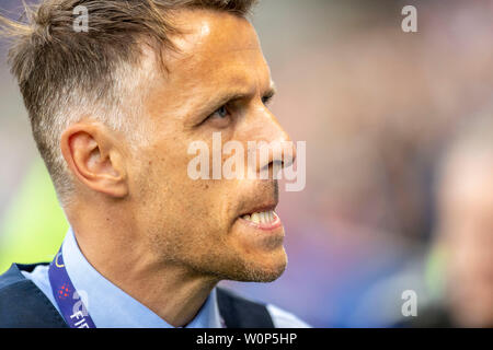 Le Havre, Frankreich. 27 Juni, 2019. Norwegen VS ENGLAND - England Trainer, Philipp Neville vor einem Spiel zwischen England und Norwegen. Frauen WM-Viertelfinale. FIFA. Gehalten an der Oceane Stadion in Le Havre, Frankreich (Foto: Richard Callis/Fotoarena) Credit: Foto Arena LTDA/Alamy leben Nachrichten Stockfoto