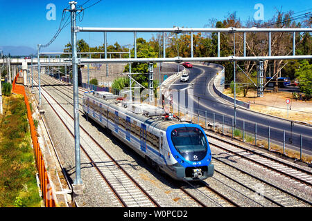 SANTIAGO, CHILE - MÄRZ 2017: Metrotren Nos Zug in San Bernardo Stockfoto