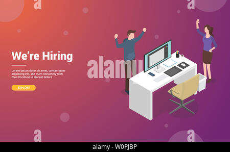 Vermietung oder Anmietung von Designer oder Grafik Design Konzept mit leeren Schreibtisch und Stuhl für Website oder Web Template Landung Design - Vector Illustration Stockfoto