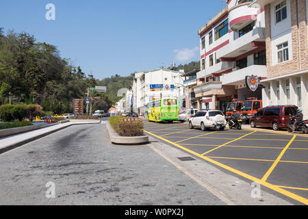 Nantou, Taiwan - 01 Mar 2019: Stadtbild von Nantou. Nantou ist eine kleine Stadt, aber es ist sehr berühmt wegen der Sun Moon Lake. Stockfoto