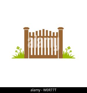 Gartentor Zaun Vector Illustration Grafik Logo Design Template Stock Vektor