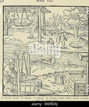 Archiv Bild ab Seite 373 von De re Metallica (1950). De re Metallica deremetallica 50 agri Jahr: 1950 BUCH VIII. Eine große Schüssel D - Andere große Schüssel, die coiners kleine Schüssel.. Diese Schüssel, Schütteln ist in einer Hand gehalten und schlug mit der anderen Hand. Im übrigen ist diese Methode der Waschmaschine nicht von der letzten unterscheiden. Ich habe die verschiedenen Methoden zur Reinigung sand enthält Körner von Gold bin ich jetzt sprechen der Methoden zur Reinigung das Material, in dem sind die kleinen schwarzen Steinen, aus denen Zinn' ist gemischt. Acht solche Methoden im Einsatz sind, und diese beiden haben erfinden. Stockfoto