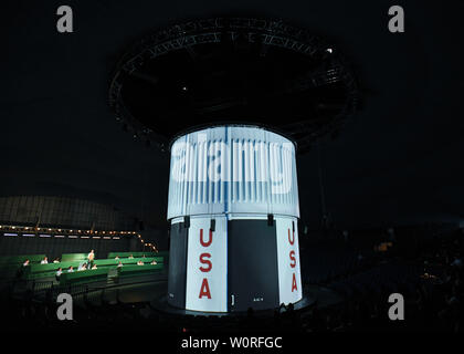 Pasadena, Kalifornien, USA. 27 Juni, 2019. Einen allgemeinen Überblick über das Theater der Lunar Dome für die Apollo 11 Medien Vorschau Veranstaltung im Rose Bowl in Pasadena, Kalifornien. Credit: Billy Bennight/ZUMA Draht/Alamy leben Nachrichten Stockfoto