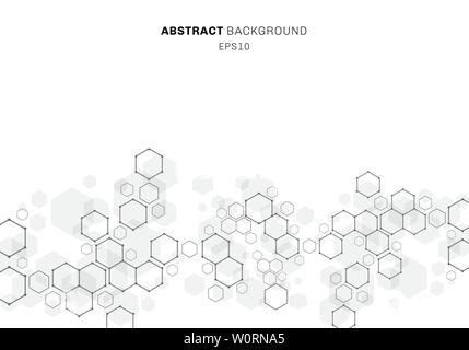 Abstrakte sechseckige Molekülstruktur von Neuronen. Die digitale Technologie Hintergrund mit kopieren. Zukünftige geometrische Vorlage. Vector Illustration Stock Vektor