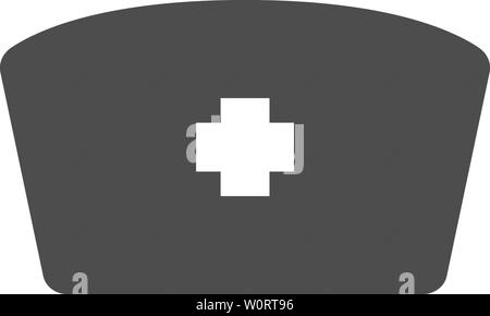 Krankenschwester hut mit Kreuz Symbol isoliert. Krankenschwester cap unterzeichnen. Flache Bauform. Vector Illustration Stock Vektor