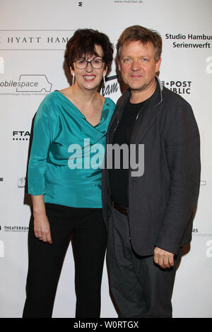 Maria Köpf, Justus von Dohnányi, WarumUp 2018, Eroeffnungsparty der Filmfoerderung Schleswig Holstein und Hamburg, Hamburg Kampnagel, 24.01.2018 Stockfoto