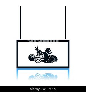 Gemüse Markt Abteilung Symbol. Schatten Reflexion Design. Vector Illustration. Stock Vektor