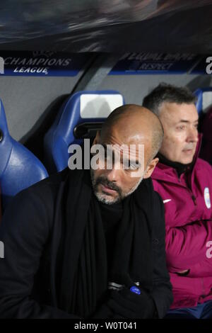 Josep Pep Guardiola ich Sala (Coach/Trainer), Fussball-CL-Achtelfinale: FC Basel gegen Manchester City Stockfoto