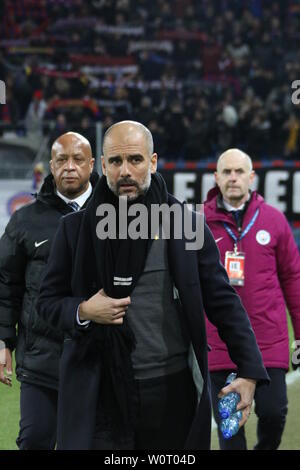 Josep Pep Guardiola ich Sala (Coach/Trainer), Fussball-CL-Achtelfinale: FC Basel gegen Manchester City Stockfoto