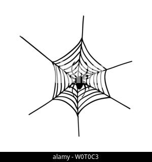 Halloween Schwarze Spinne mit Netzen. Vector Illustration. Stock Vektor