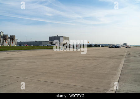 BERLIN, 27. APRIL 2018: Kampfflugzeuge CAC Bumerang auf dem Flugplatz. Ausstellung die ILA Berlin Air Show 2018. Stockfoto