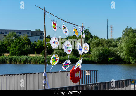 BERLIN - Juni 06, 2018: Kinderclub auf dem See. Bezirk Marzahn-Hellersdorf. Stockfoto