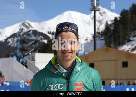Janosch Brugger (WSG Schluchsee/Deutschland) beim Staffel Skilanglauf Frauen 4 x 5 km, FIS Nordische Ski-WM 2019 in Seefeld Stockfoto