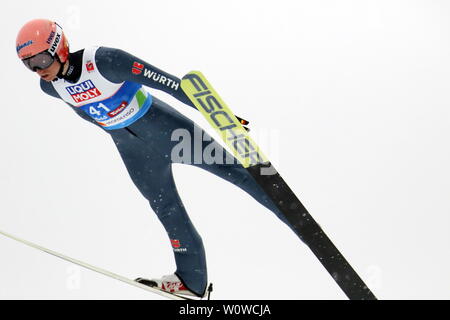 Karl Geiger (SC Oberstdorf) beim Skispringen Herren NH, FIS Nordische Ski-WM 2019 in Seefeld Stockfoto