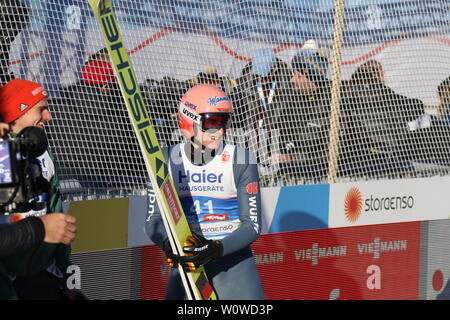 Karl Geiger (SC Oberstdorf) beim Skispringen Herren, FIS Nordische Ski-WM 2019 in Seefeld Stockfoto