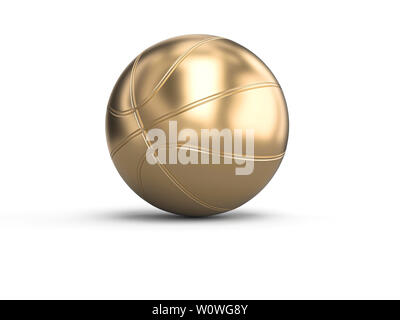 Goldfarbene Basketball auf einem weißen Hintergrund. 3D-Bild rendern Stockfoto