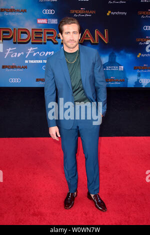 Los Angeles, USA. 26 Juni, 2019. Jake Gyllenhaal bei der Weltpremiere des Films 'Spider-Man: Weit weg von zu Hause' an der TCL Chinese Theater. Los Angeles, 26.06.2019 | Verwendung der weltweiten Kredit: dpa/Alamy leben Nachrichten Stockfoto