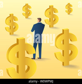 Unternehmer stehen mit Dollar Symbol, Business Konzept der Währung Stockfoto