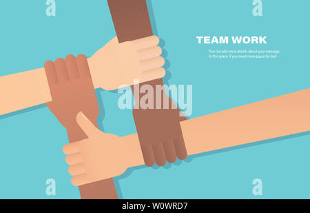 Menschen, die ihre Hände zusammen. Freiwillige Stockfoto