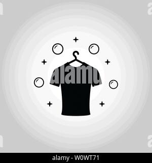 Symbol für chemische Reinigung. Monochromes Design aus der Kollektion „Reinigungssymbole“. Symbol für isolierte Reinigung. Stock Vektor