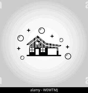 Symbol für die Hausreinigung. Monochromes Design aus der Kollektion „Reinigungssymbole“. Symbol für Hausreinigung isoliert Symbol. Stock Vektor