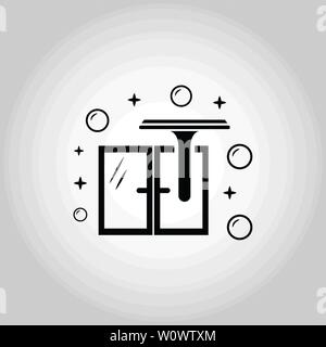 Symbol für Fensterreinigung. Monochromes Design aus der Kollektion „Reinigungssymbole“. Symbol für isolierte Fensterreinigung. Stock Vektor
