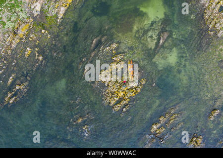 Luftbild des Kajaks auf dem Murray Inseln, in der Nähe der Pförtnerloge der Flotte, Solway, Dumfries and Galloway, Schottland Stockfoto