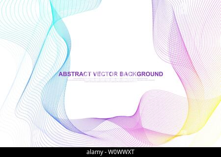 Abstrakte farbenfrohe wave Linien Hintergrund. Kreisförmige Drahtmodell Netzelement. Geometrische Vorlage für Ihr Design Broschüre, Flyer, Bericht, Website, Banner Stock Vektor