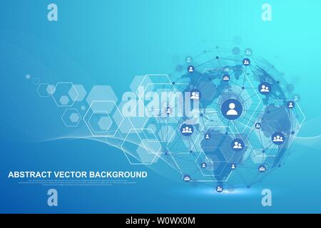 Abstrakte plexus Hintergrund mit Linien und Punkten. Wave fließen. Plexus geometrischen Effekt große Daten mit Verbindungen. Linien Plexus, minimale Array Stock Vektor
