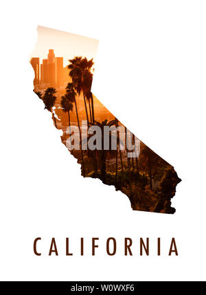 Los Angeles Bild innerhalb von Kalifornien Karte Stockfoto