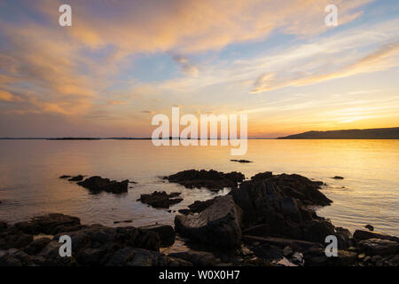 Sonnenuntergang über dem Murray Inseln von Carrick, Dumfries and Galloway, Schottland Stockfoto