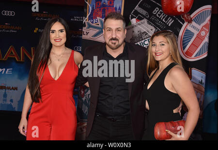 HOLLYWOOD, CA - 26. Juni: (L-R) Izabel Araujo, Joey Fatone und Briahna Joely Fatone die Premiere von Sony Pictures' 'Spider-Man weit weg von zu Hause' an TCL Chinese Theater besuchen am 26. Juni 2019 in Hollywood, Kalifornien. Stockfoto