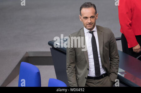 Berlin, Deutschland. 27 Juni, 2019. Außenminister Heiko Maas (SPD) 107. Plenartagung im Deutschen Bundestag in Berlin, Deutschland am 27.06.2019. € | Nutzung der weltweiten Kredit: dpa/Alamy leben Nachrichten Stockfoto