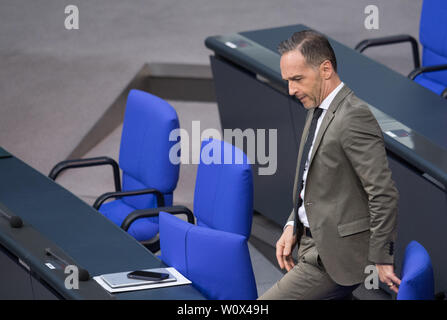 Berlin, Deutschland. 27 Juni, 2019. Außenminister Heiko Maas (SPD) 107. Plenartagung im Deutschen Bundestag in Berlin, Deutschland am 27.06.2019. € | Nutzung der weltweiten Kredit: dpa/Alamy leben Nachrichten Stockfoto